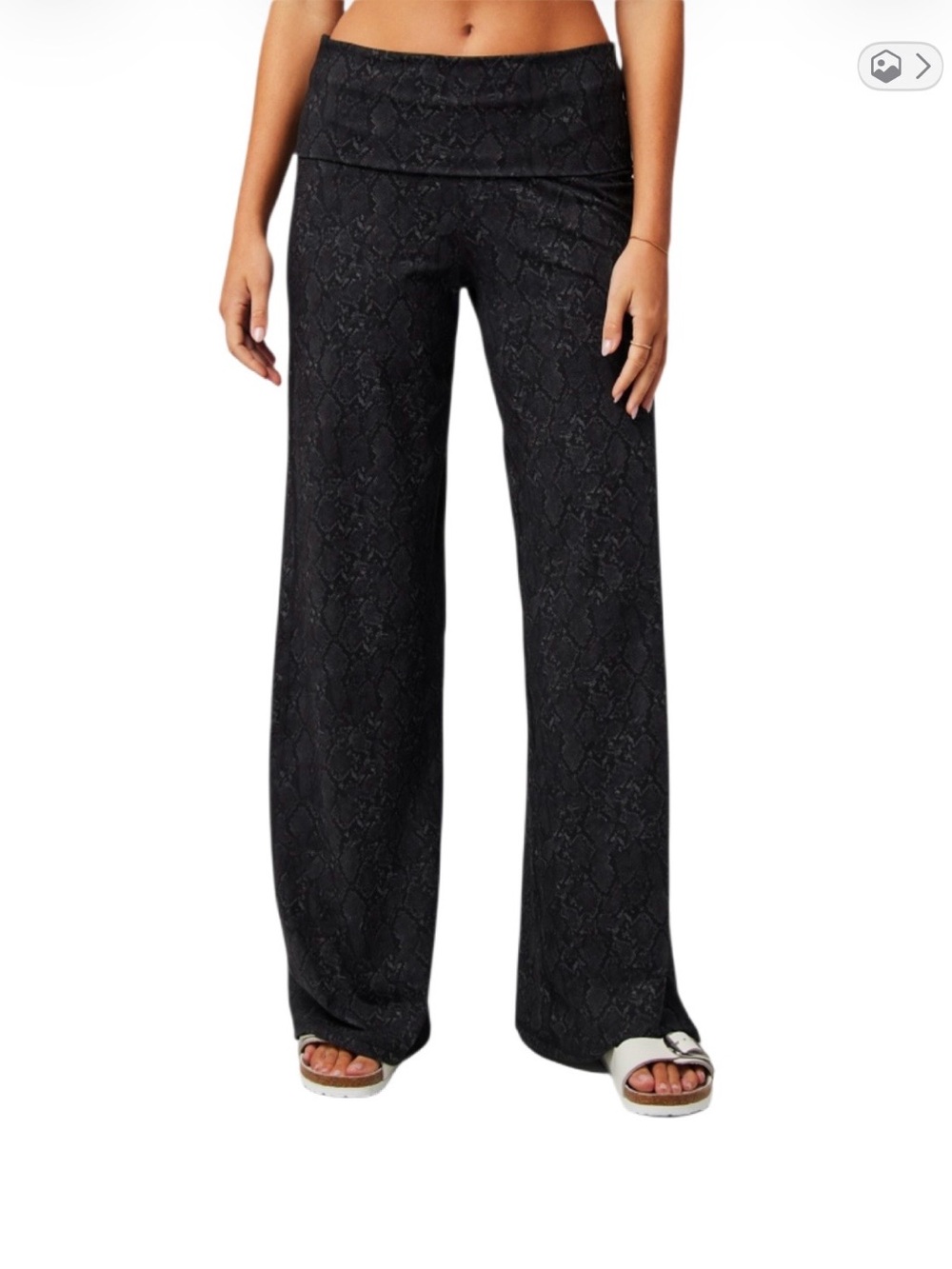 Fabletics Wide Leg Snake Print Foldover Pants High Rise Pureluxe Size Large